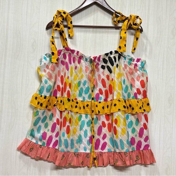 Anthropologie NWT Conditions Apply Ruffled Tie Strap Cami Sz XL - Picture 12 of 13